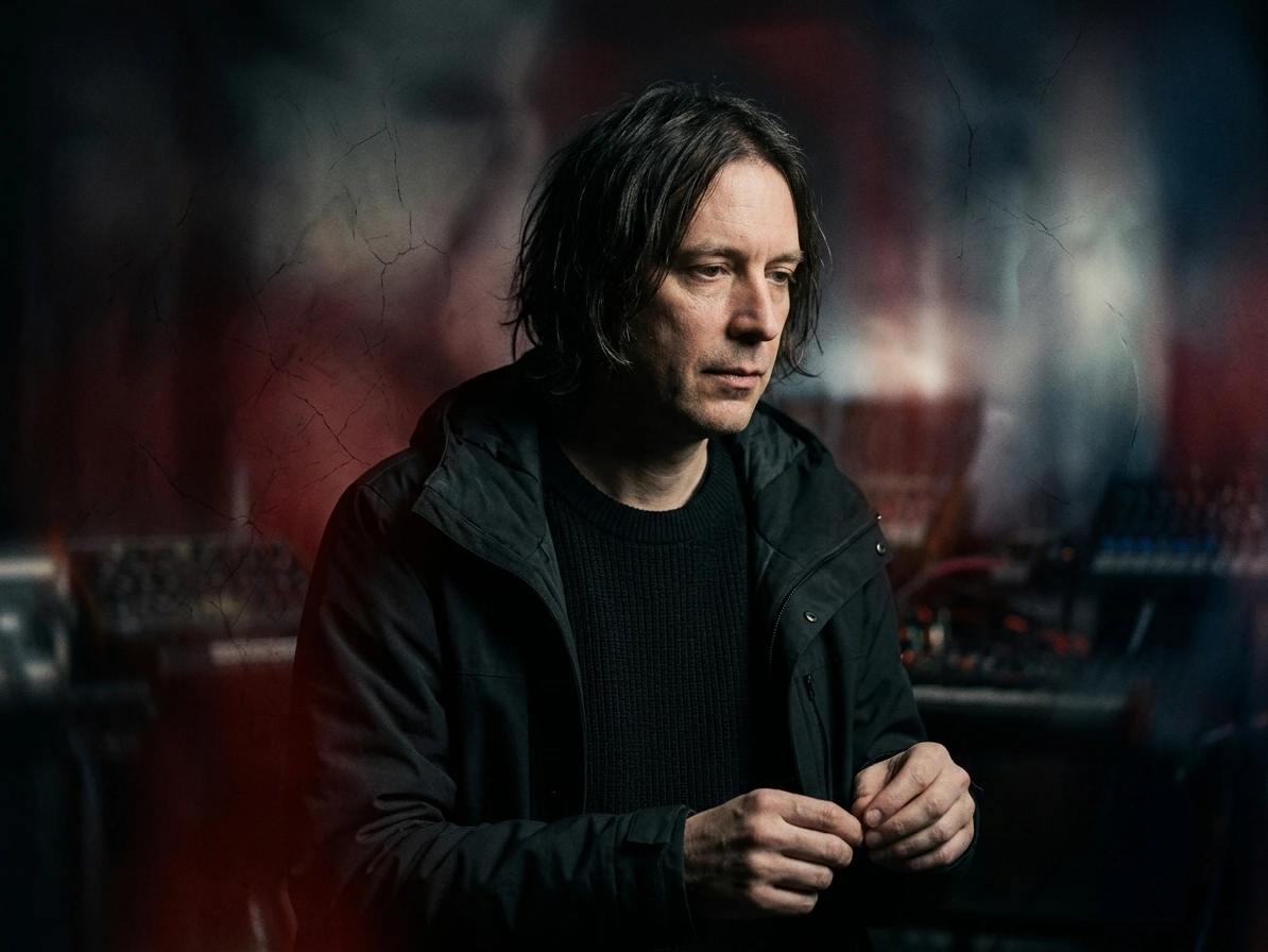 Stylized portrait of Tim Hecker