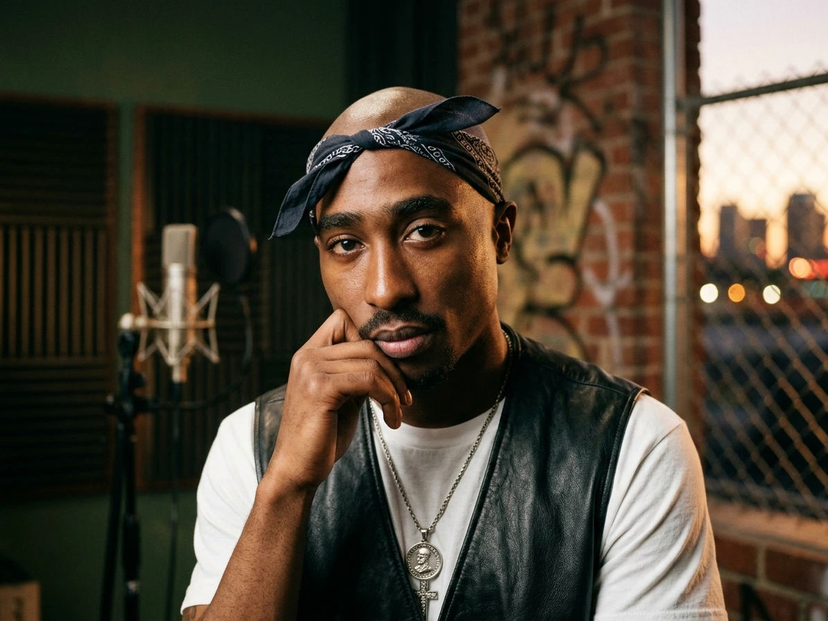 Stylized portrait of Tupac Shakur