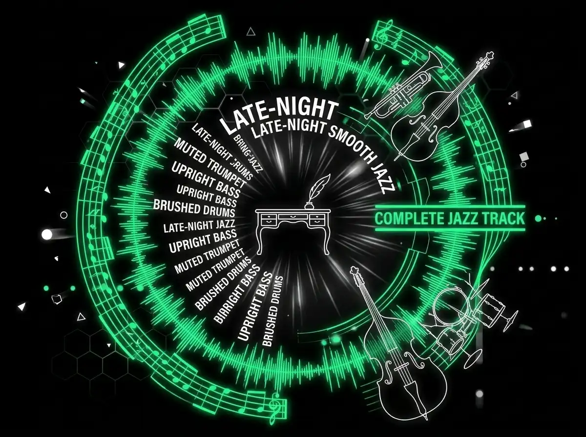 Ein Prompt erstellt einen vollständigen Jazz-Track